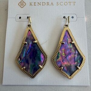 Kendra Scott Faceted Alexandra Earrings Gold Iridescent Lilac Abalone Drop